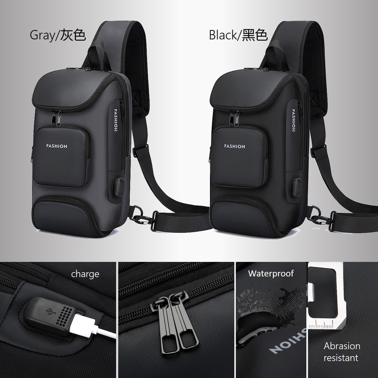 Men's chest bag, crossbody bag, men's fashionable and casual crossbody bag, crossbody backpack, single-shoulder bag, cross-border men's bag, chest bag, trendy undefined