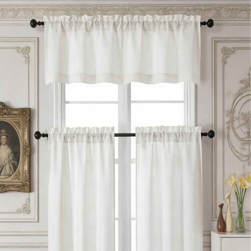 Cross-Border Amazon Best-Selling Modern Kitchen Curtains, Small Cafe Curtains, Basement Light-Filtering and Heat-Insulating Solid Color Curtains
