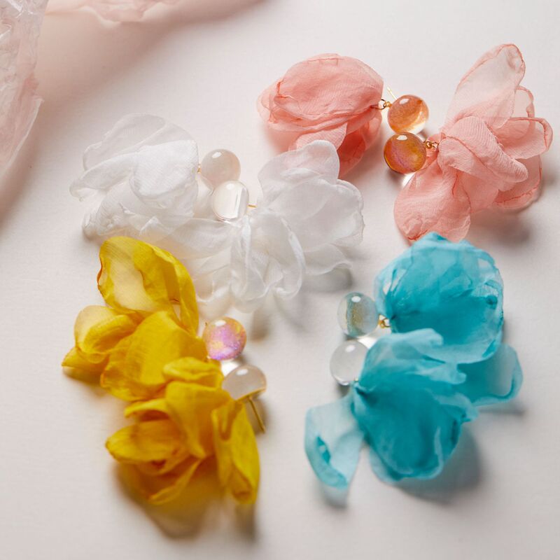 Evening breeze breeze ~ seaside atmosphere starry sky super fairy chiffon advanced design earrings earrings mosquito incense plate ear clip