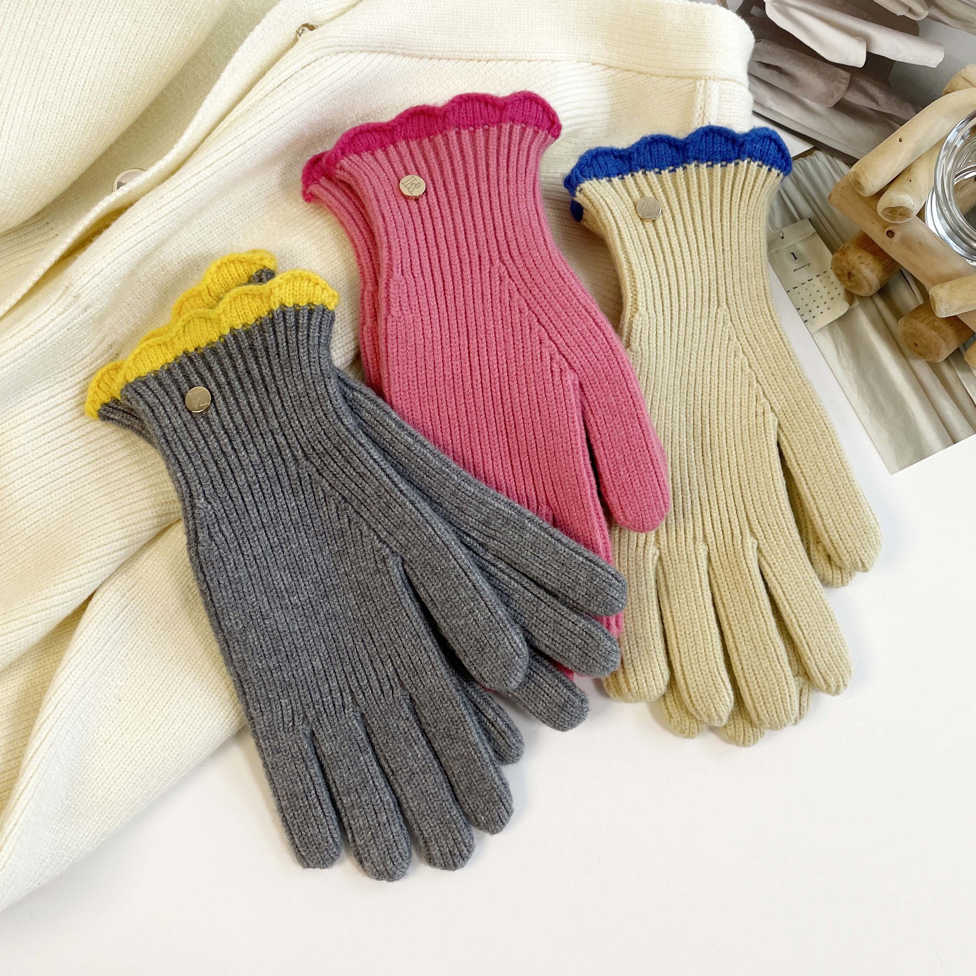 Gestrickte Handschuhe Für Damen Warme Winter-wollhandschuhe_voghion.com