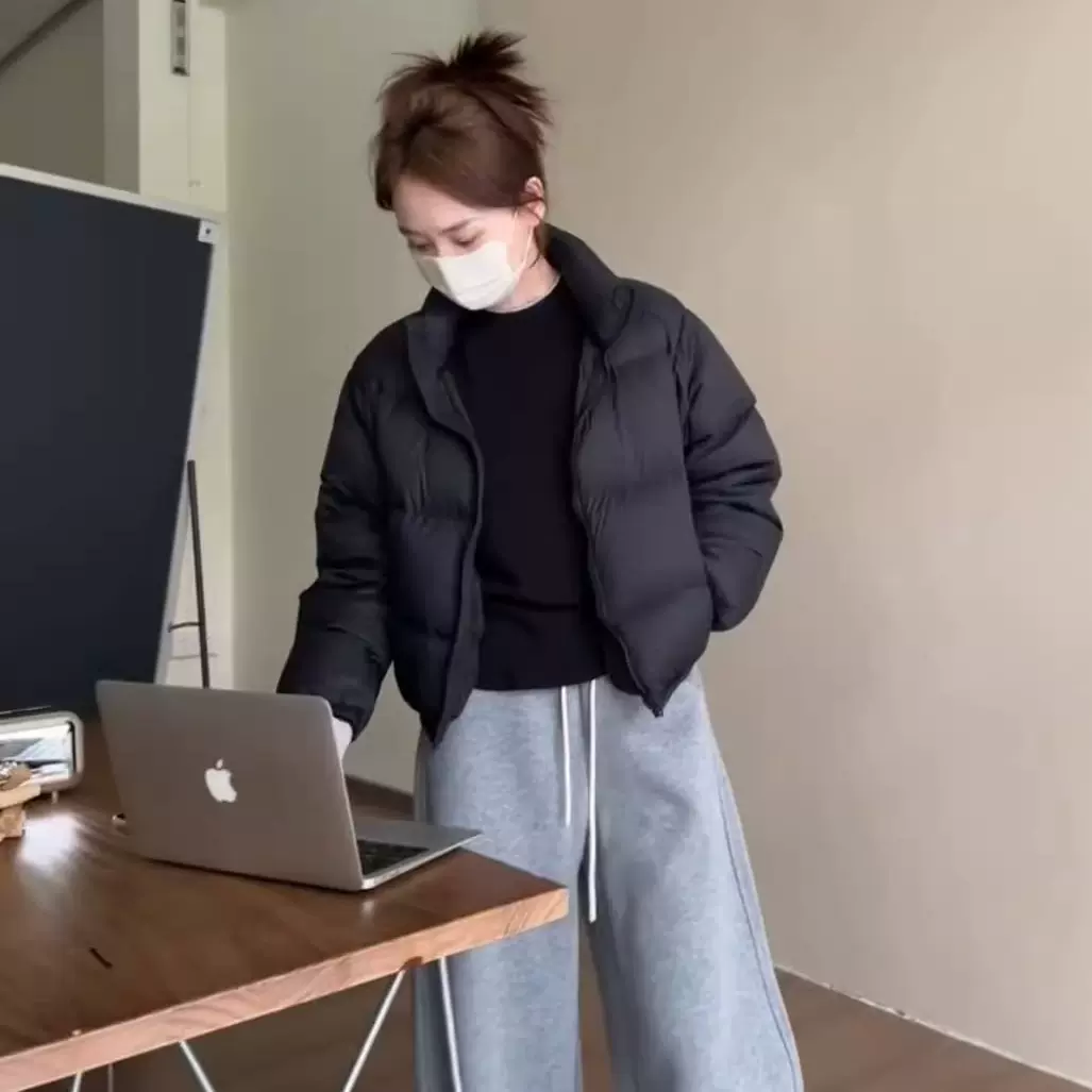 白鸭绒羽绒服女短款小个子冬季2024新款韩版宽松高级感面包服外套