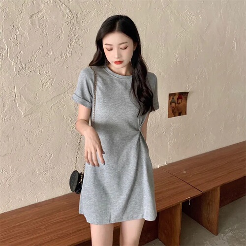 Wear casual dress Extended version Long T-shirt loose dress T-shirt skirt Women's medium and long sweet and spicy ***
