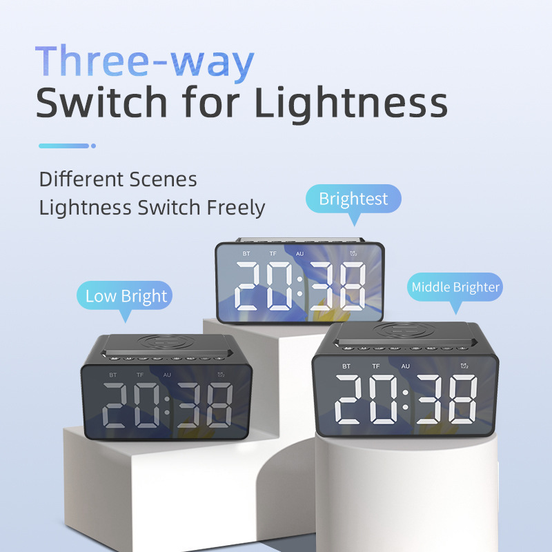 Bluetoothスピーカー 新型 ワイヤレス充電機能付き時計 LED目覚まし時計スピーカー 海外で人気の新型 ワイヤレス充電Bluetoothスピーカー|undefined