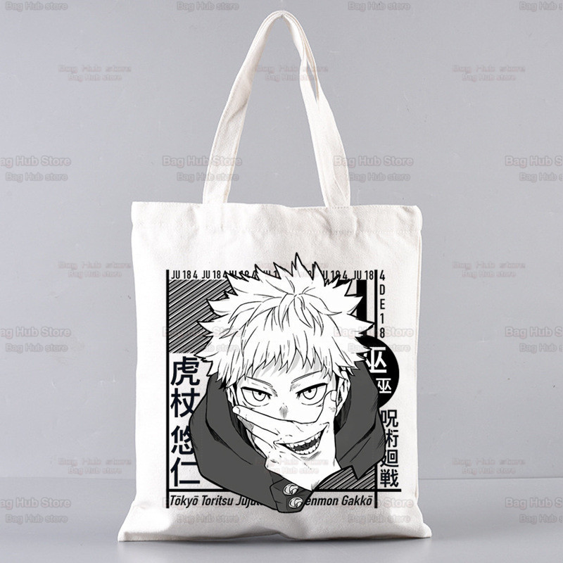 Jujutsu Kaisen Gojo Goku impresa bolsa de lona Harajuku bolso de hombro bolso de moda estudiante bolsa de compras