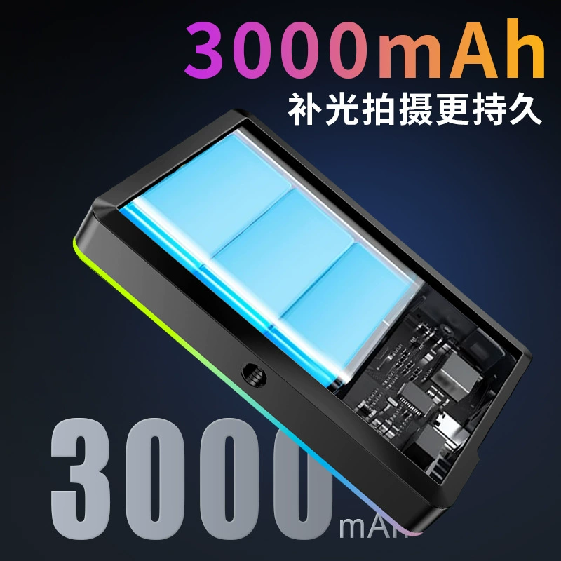Портативная светодиодная вспышка RK12, 1000 мАч, RGB и белый свет, совместим с зажимом и штативом