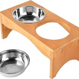 家用木质猫咪餐桌宠物喂食器猫粮水碗架家用宠物喂食架实木餐桌