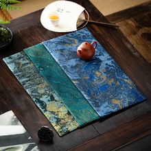 新款织金双面茶席加厚禅意干泡垫高端轻奢长条桌布艺敦煌飞天系列