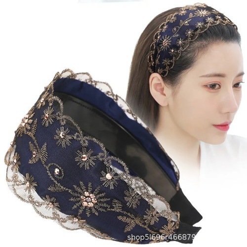 Latin salsa ballroom dance retro lace Hair band head hoop female pressure hairpin silk net red head ornaments