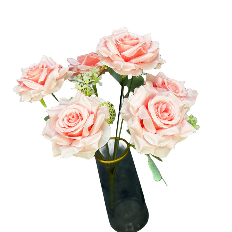 7-Cabeza de diamante Rosa flor artificial boda Hotel decoración ramo hogar boda habitación decoración flor falsa Flor de seda al por mayor