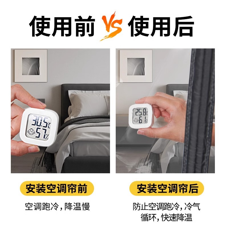 Cortina de partición de aire acondicionado a prueba de viento, cortina de puerta de aire frío para hogares de invierno caliente, cortina de viento transparente, cocina sin perforación de plástico