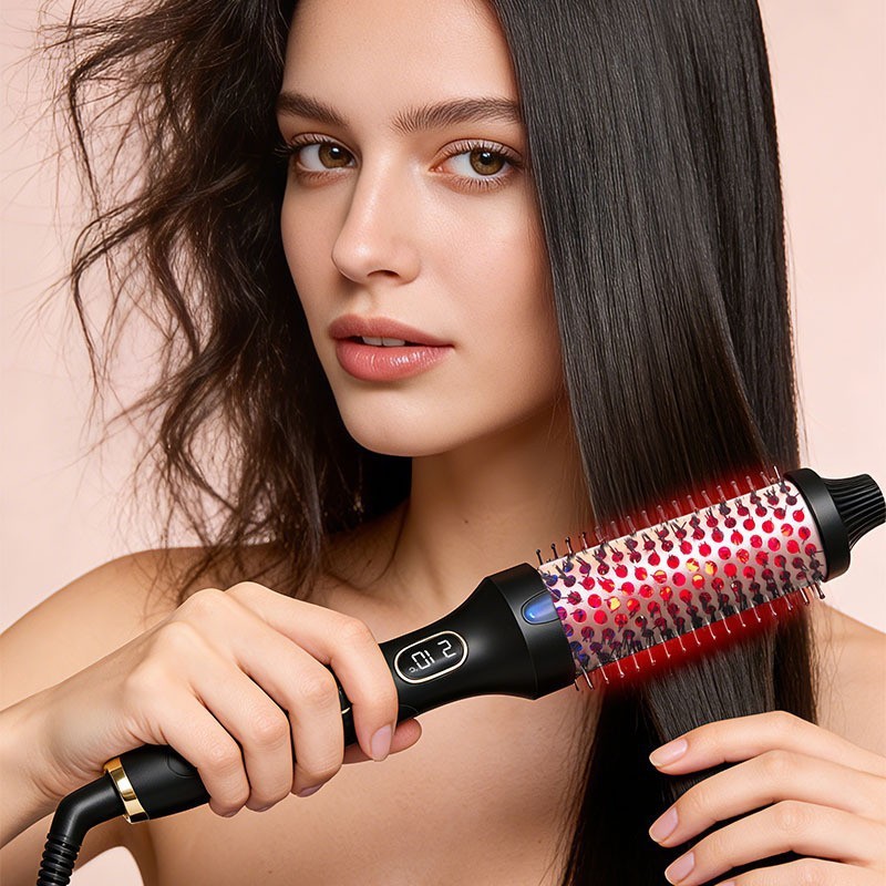 Pein de cabello de rodillo transfronterizo, pein de cabello alto, cabello de cabello flojo y recto, doble propósito, barra de cabello de cabello de protección de cabello caliente con luz roja de doble PTC image 5