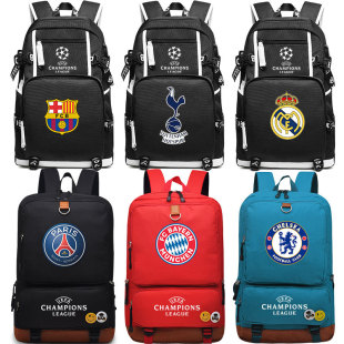 Cross-Border Champions League Real Madrid Schoolbag Large Capacity Junior High School Sports Backpack Manchester City Paris Bayern Munich Liverpool Football Bag