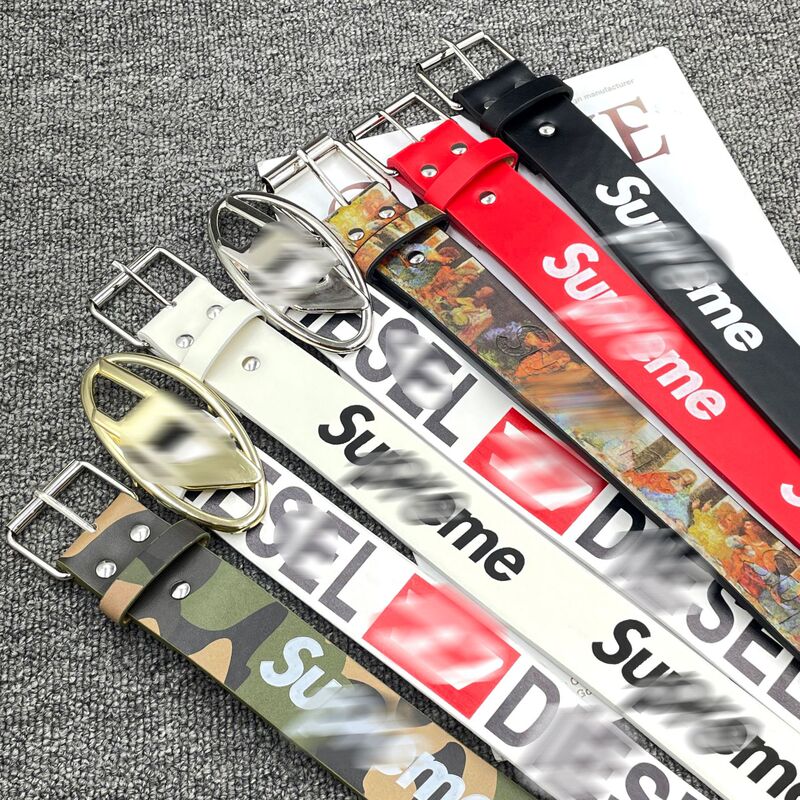 Sup+D Combination Trendy Brand Letter-Printed Belt Red Belt for Women Trendy Versatile Metal Buckle Y2K Spicy Girl Style