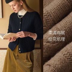 跨境Hazzys哈吉斯绞花开衫女秋冬圆领休闲通勤针织衫时尚羊毛上衣