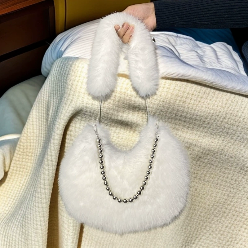 Осенний/демисезонный сумка на плече с жемчужной цепочкой, подмышка одна лямка городской стиль, несколько цветов