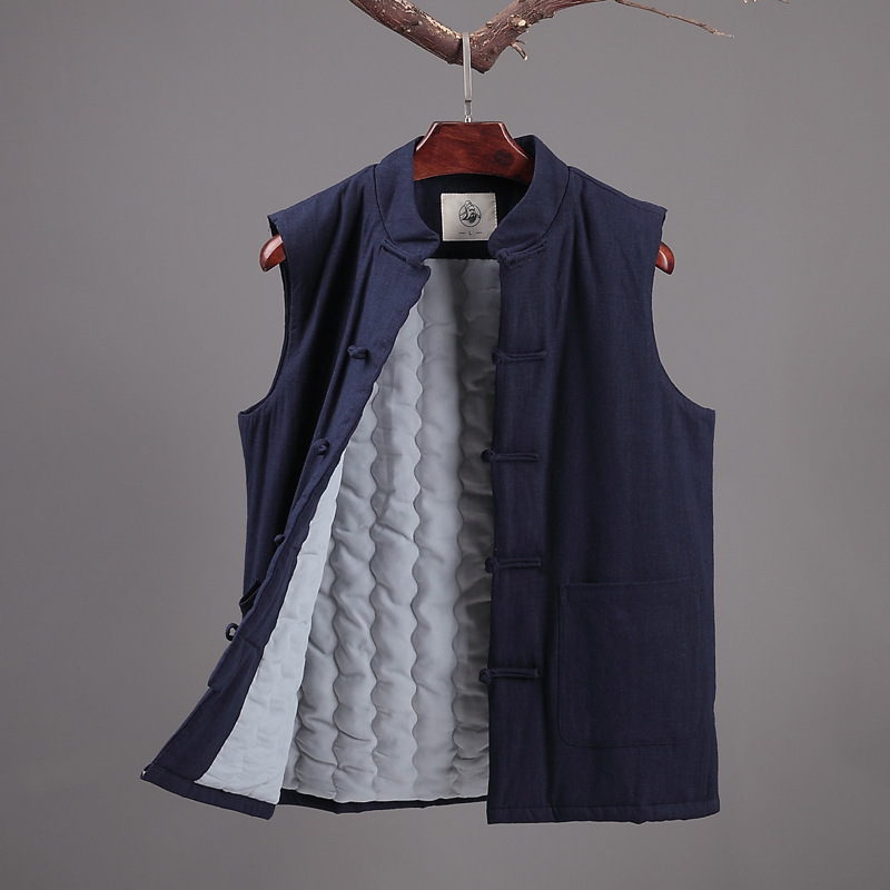 Chinese Style Young Men's Linen Vest Plus Cotton Waistcoat Republic of China Style Tang Suit Vest Hanfu Cotton and Linen Magma Jacket Winter Chinese Style Young Men's Linen Vest Plus Cotton Waistcoat Republic of China Style Tang Suit Vest Hanfu Cotton and Linen Magma Jacket Winter