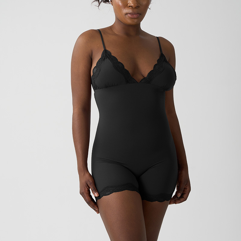 Body triangle en dentelle – Body à bretelles réglables et taille haute (Noir/Rose/Marron, S-XL)_voghion.com
