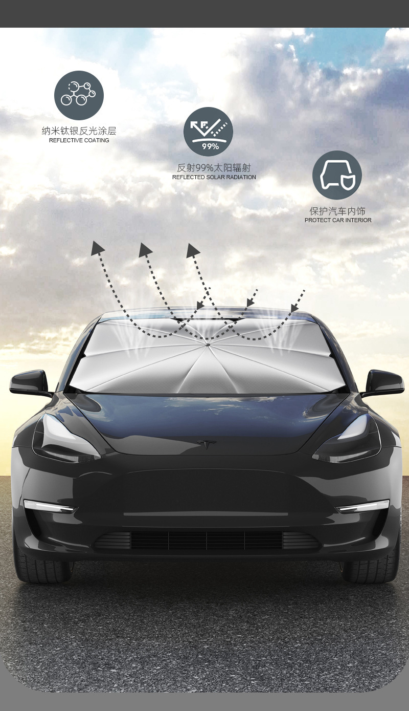 [Premium Selection] Car Sunshade and Heat Insulation Umbrella with Customized Logo for Front Windshield, Car Sunshade for Front Windshield