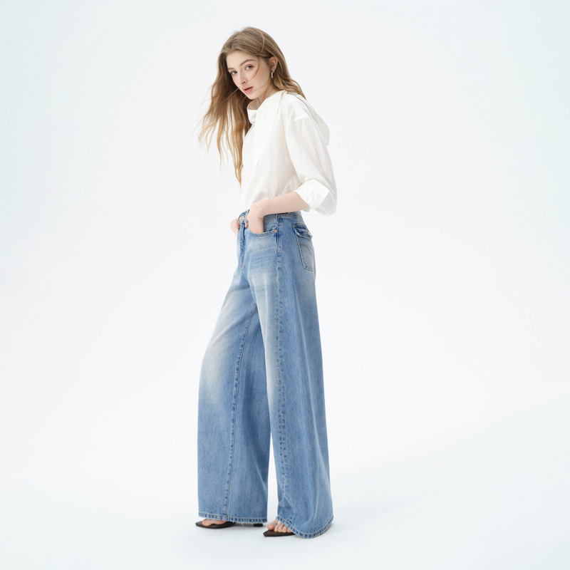 Mbb Two-Color 2026 Spring/Summer New Wide-Leg Pants, Loose and Slimming, American Retro Casual Straight-Leg Jeans