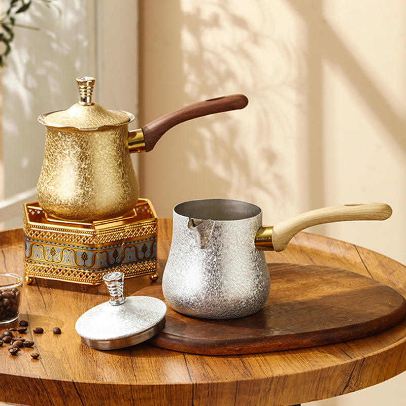Stainless Steel Coffee Pot Russian Turkish Coffee Pot Set Hot Brewing Teapot Sharing Pot with Lid Hot Butter Cup Stainless Steel Coffee Pot Russian Turkish Coffee Pot Set Hot Brewing Teapot Sharing Pot with Lid Hot Butter Cup
