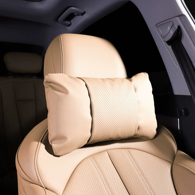 Waist support | lumbar cushion for girls - 1-piece-headrest-amber-brown-nappa-leather-for-comfort-and-stress-relief