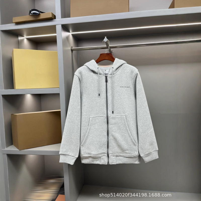正しいバージョン B's 25ss 新しいチェック柄カットアウトロゴ文字刺繍コットンフード付きスウェットシャツジャケット INS|undefined
