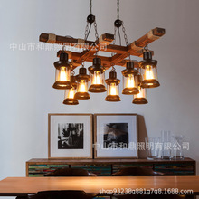 厂家批发美式乡村船木吊灯创意复古工业风LOFT餐厅酒吧个性漫咖啡