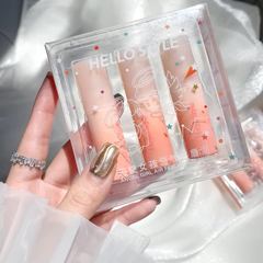 HELLOSTYLE Angel Girl Lip Mud Set Milk Lip Glaze Gradient Orange Tube Nude Lipstick Student Unisex