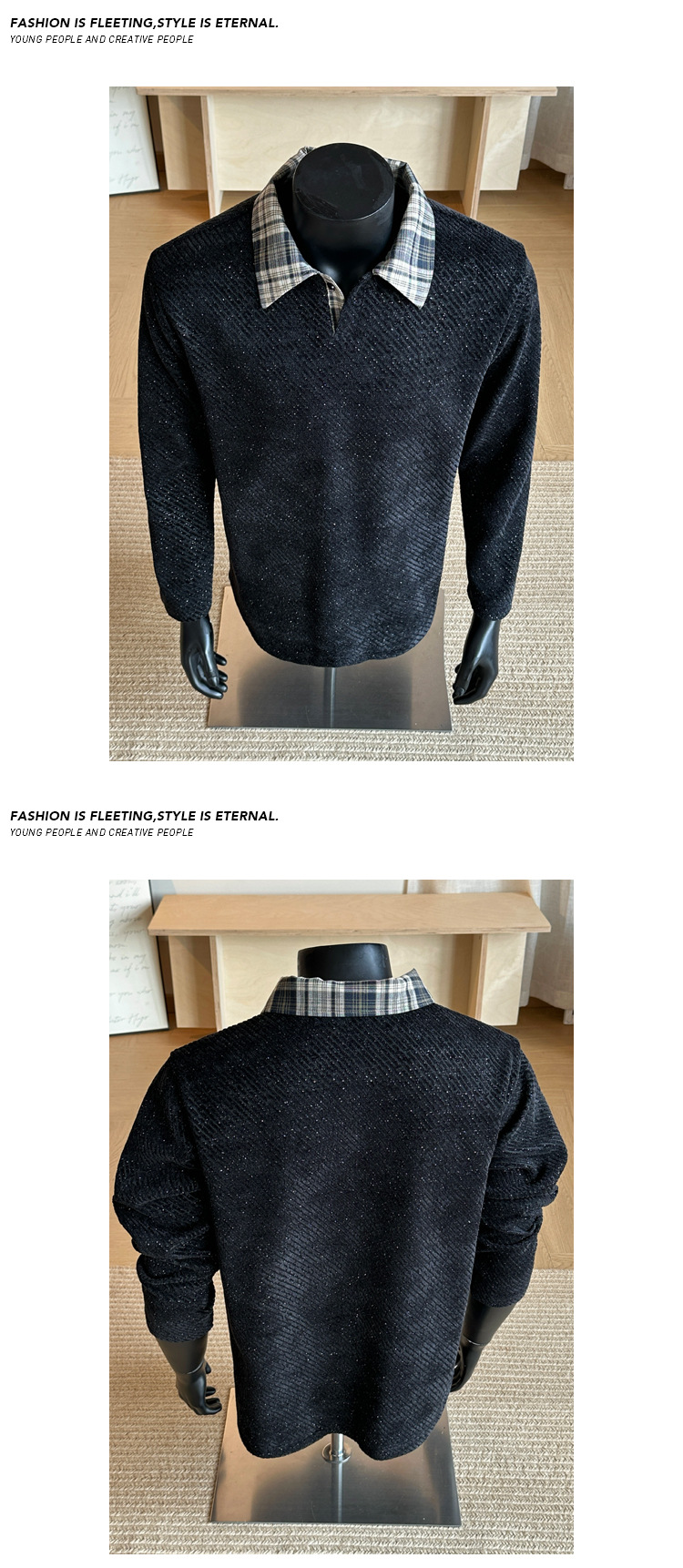 Amerikaanse retro polo sweatshirt met houndstooth voor iedereen_voghion.com