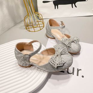 Elsa Girls Princess Shoes Summer New Fashion Baby Girl Single Shoes Little Girl Crystal High Heels Children Sandals