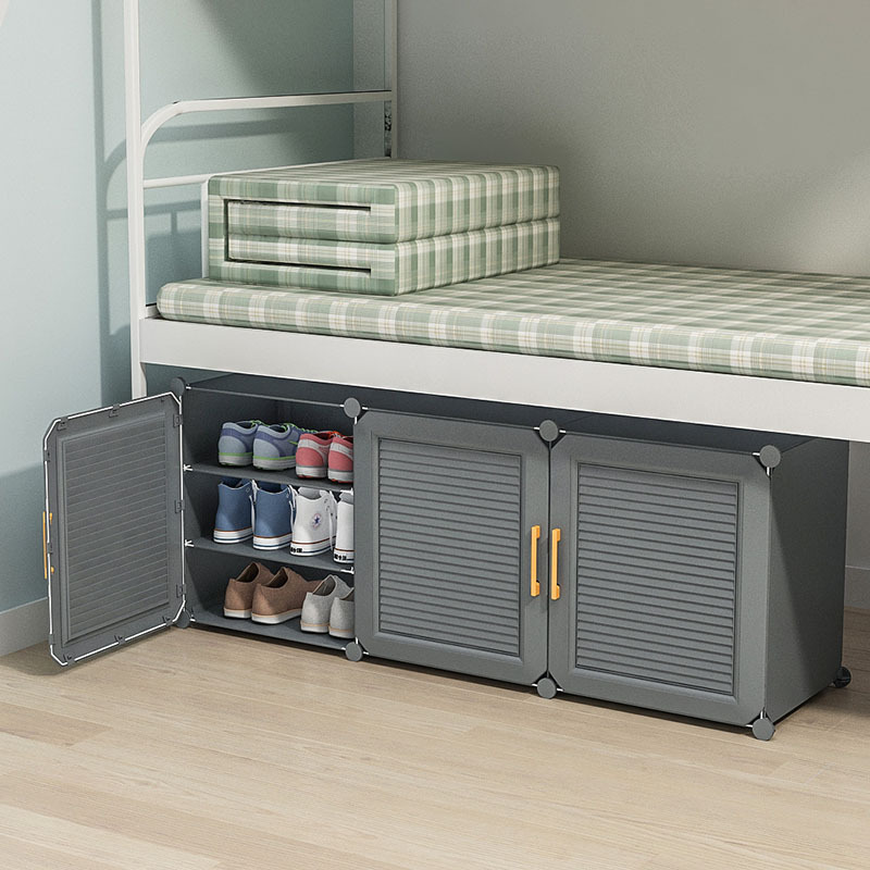 Estante de zapatos de oficina dormitorio bajo la mesa mini caja de almacenamiento de zapatos zapatos multicapa a prueba de polvo simple puerta doméstica pequeño gabinete de zapatos
