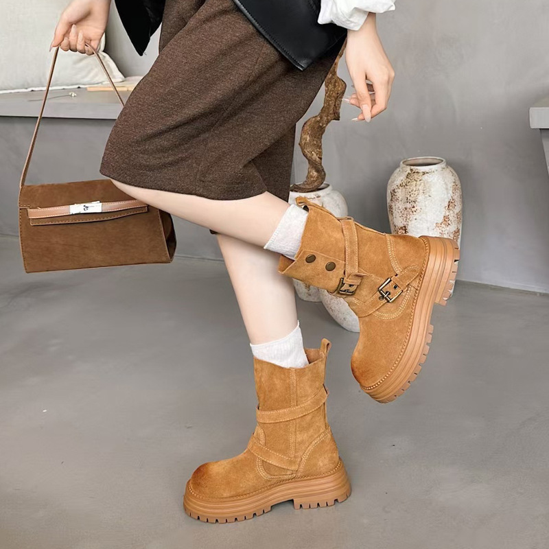 厚底马丁靴女2025新款秋季复古英伦风百搭两穿小个子瘦瘦靴短靴女|undefined