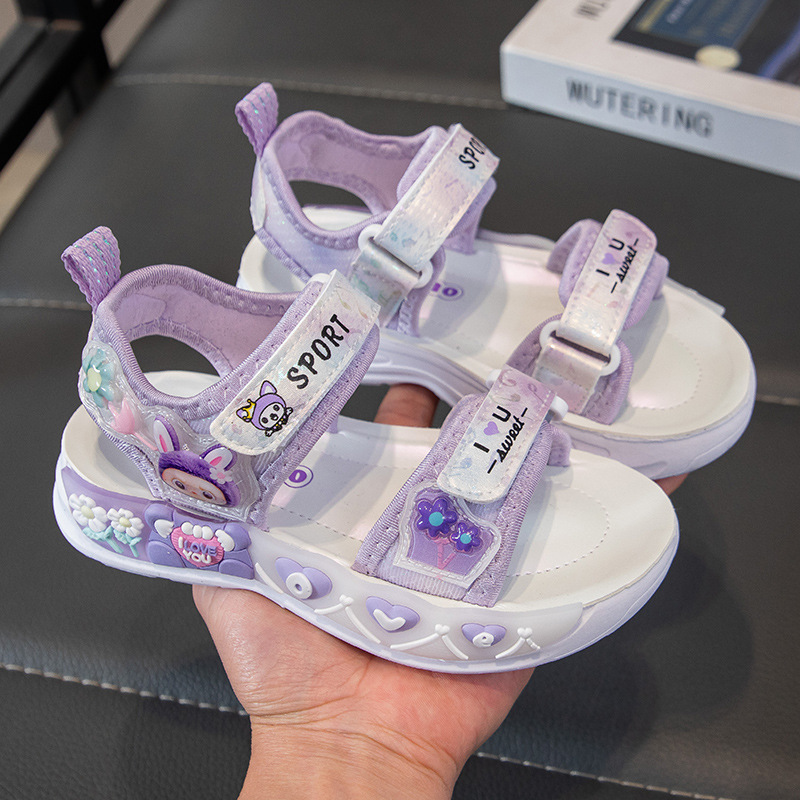 Sandalias de Playa Estilo Princesa para Niña de Cuero Artificial, Ligeras y Antideslizantes, para Playa y Diario