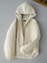 品牌清仓尾货纯色连帽绗缝夹棉外套女士冬季轻薄加厚保暖棉服棉衣