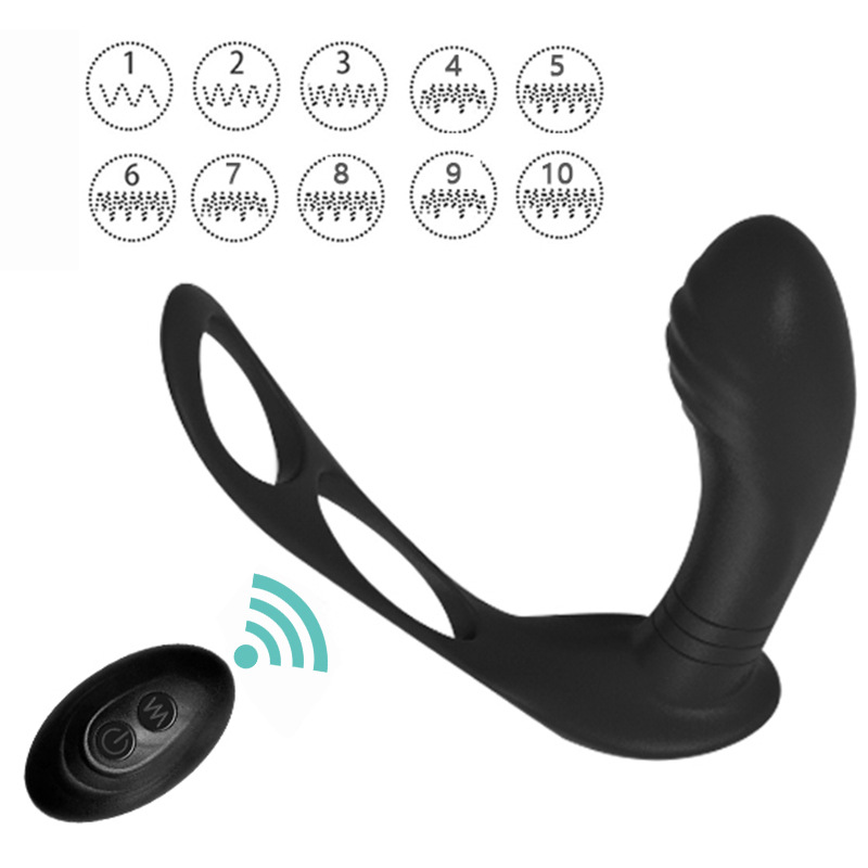 APP男用前列腺后庭自慰器双环锁精振动环 穿戴自慰器成人情趣用品