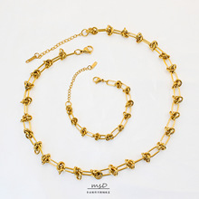 韩国时尚18K金打结链项链女ins小众高级感夏季不锈钢镀真金 YS98