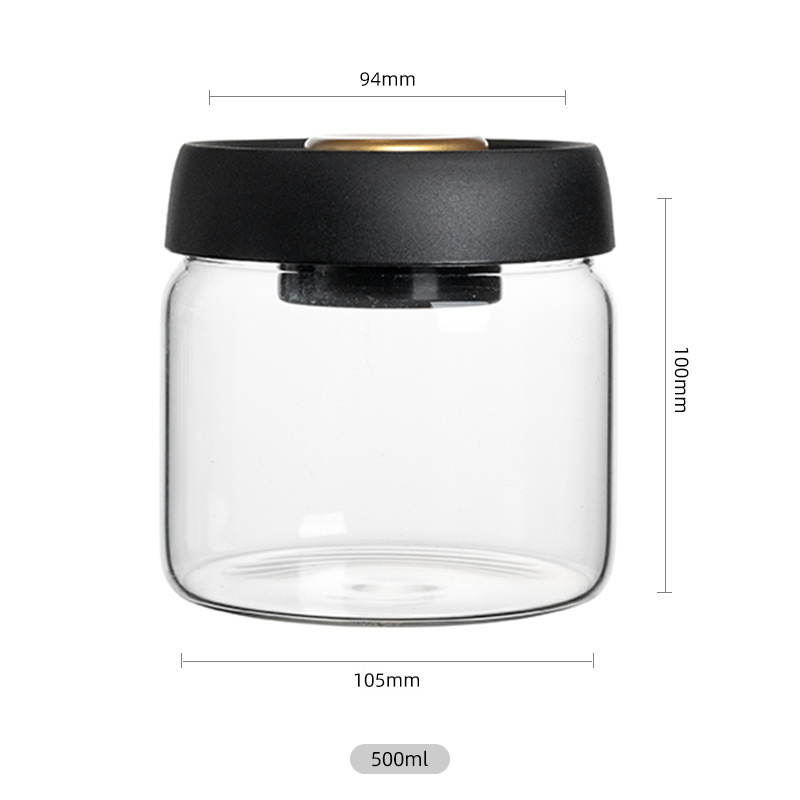 Granos de café sellados latas de almacenamiento de cocina latas de vidrio al por mayor transfronterizas humedad vacío de grado alimenticio latas de vidrio de presión