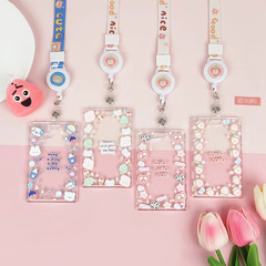 Cute transparent card holder student meal card water card bag transparent acrylic work card school card protective cover wholesale ins