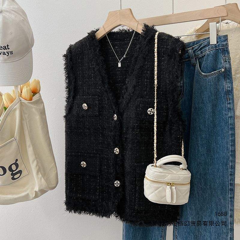 Tweed-style vest for women, autumn 2026 early autumn new loose and versatile slimming elegant outerwear Tweed-style vest for women, autumn 2026 early autumn new loose and versatile slimming elegant outerwear