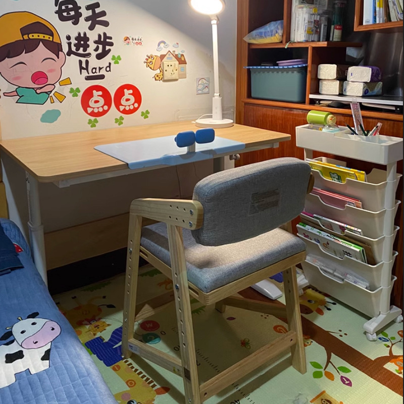 Study Table Liftable Children's Desk Solid Wood Writing Table Primary School Students' Household Bedroom Work Desk Computer Desk