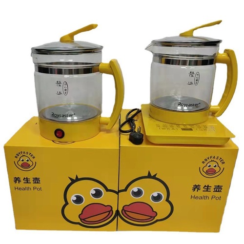 Little yellow duck integrated pot 1.8L glass health pot anti-scalding handle touch-type multi-functional flower tea pot split pot