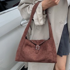 跨境复古磨砂皮托特包女2025秋冬新款麂皮绒手提包通勤单肩腋下包