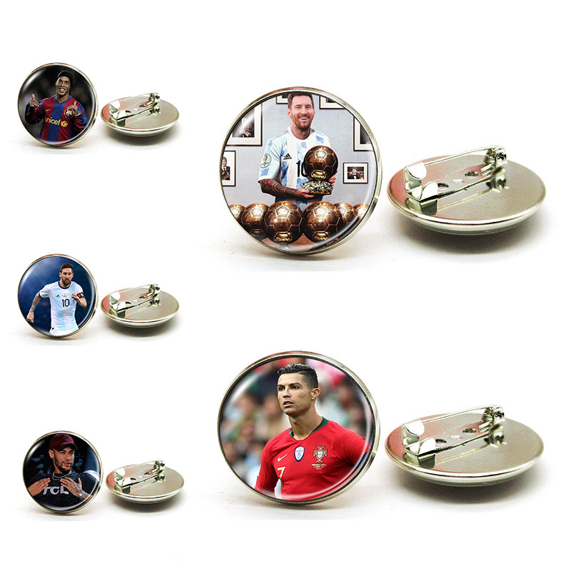 Cross Border Jewelry World Soccer Star Messi C Ronneymar Ronaldo Time Gem Brooch Badge