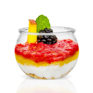 75Mlpet Disposable Round Mouth Dessert Cup Ice Cream Spherical Mousse Ice Cream Transparent Spherical Plastic Cup Small Bag