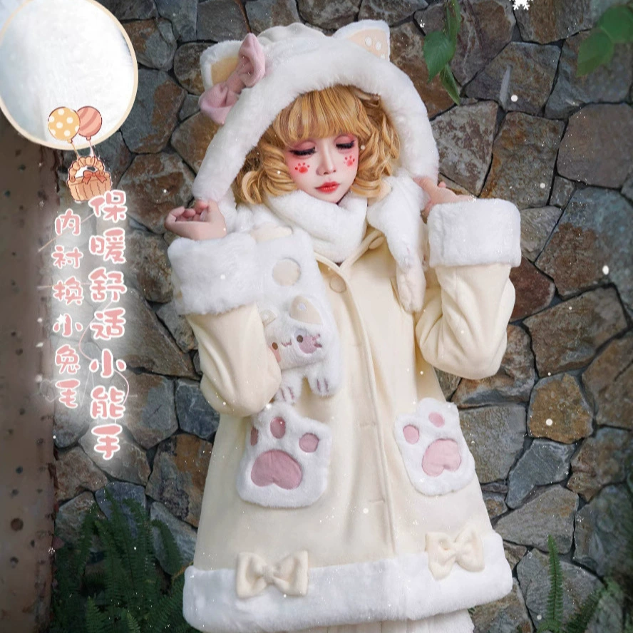 Гобелен сад лолита оригинал [Три цветка кошки] Осень и зима милая толстая куртка три цвета опциональная зимняя возлюбленная