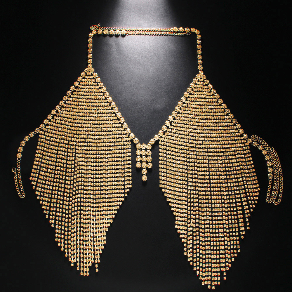 Transfronterizo nueva cadena de pecho de diamante Europa y los Estados Unidos sexy multicapa bordas cuello colgando joyas de pecho bikini cuerpo cadena