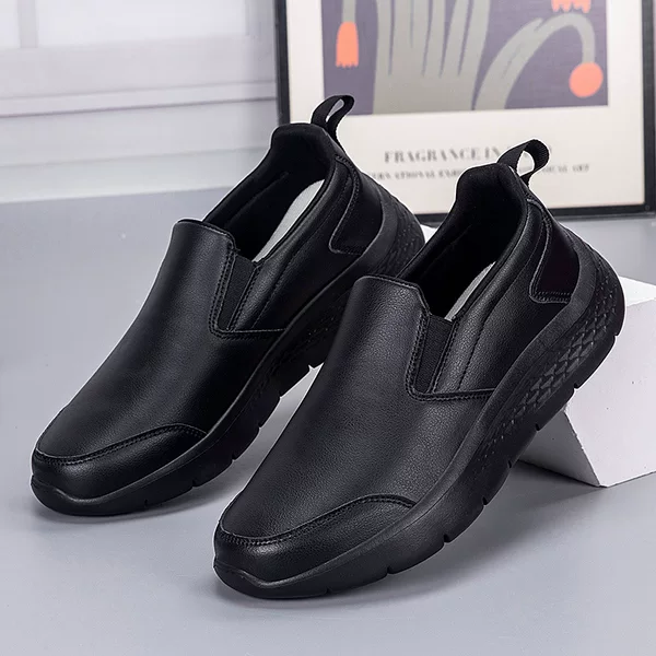 Xunmeng Men's Shoes Size 47 Leather Black Chef Shoes Extra Large Size 48 Indoor Non-Slip Oil-Resistant Water-Resistant Sports Leather Shoes Soft Sole