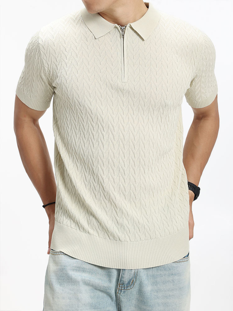 Verano texturizado hombre jersey polo de manga corta collar europeo y americano de negocios casual camiseta universal chaqueta de hombre