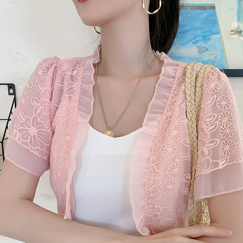 Накидка, летняя куртка, кружевная короткая одежда для защиты от солнца