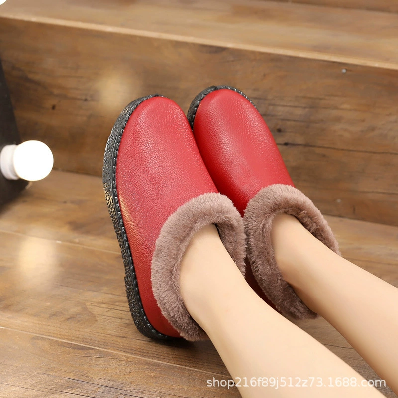 Старые пекинские женские хлопковые туфли с мягкой подошвой, нескользящие спортивные повседневные водонепроницаемые зимние ботинки из искусственной кожи, обувь для мам среднего и пожилого возраста